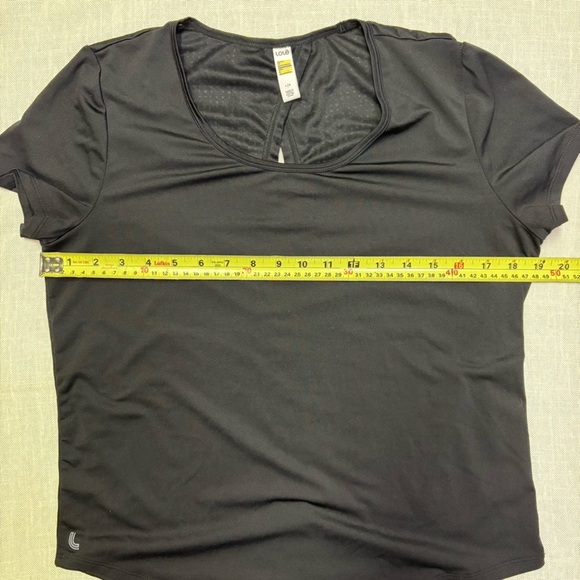 3/$30 Lole Women’s Large Black Flowy Workout Tee Keyhole Back Sheer Rear Shirt - Picture 4 of 11